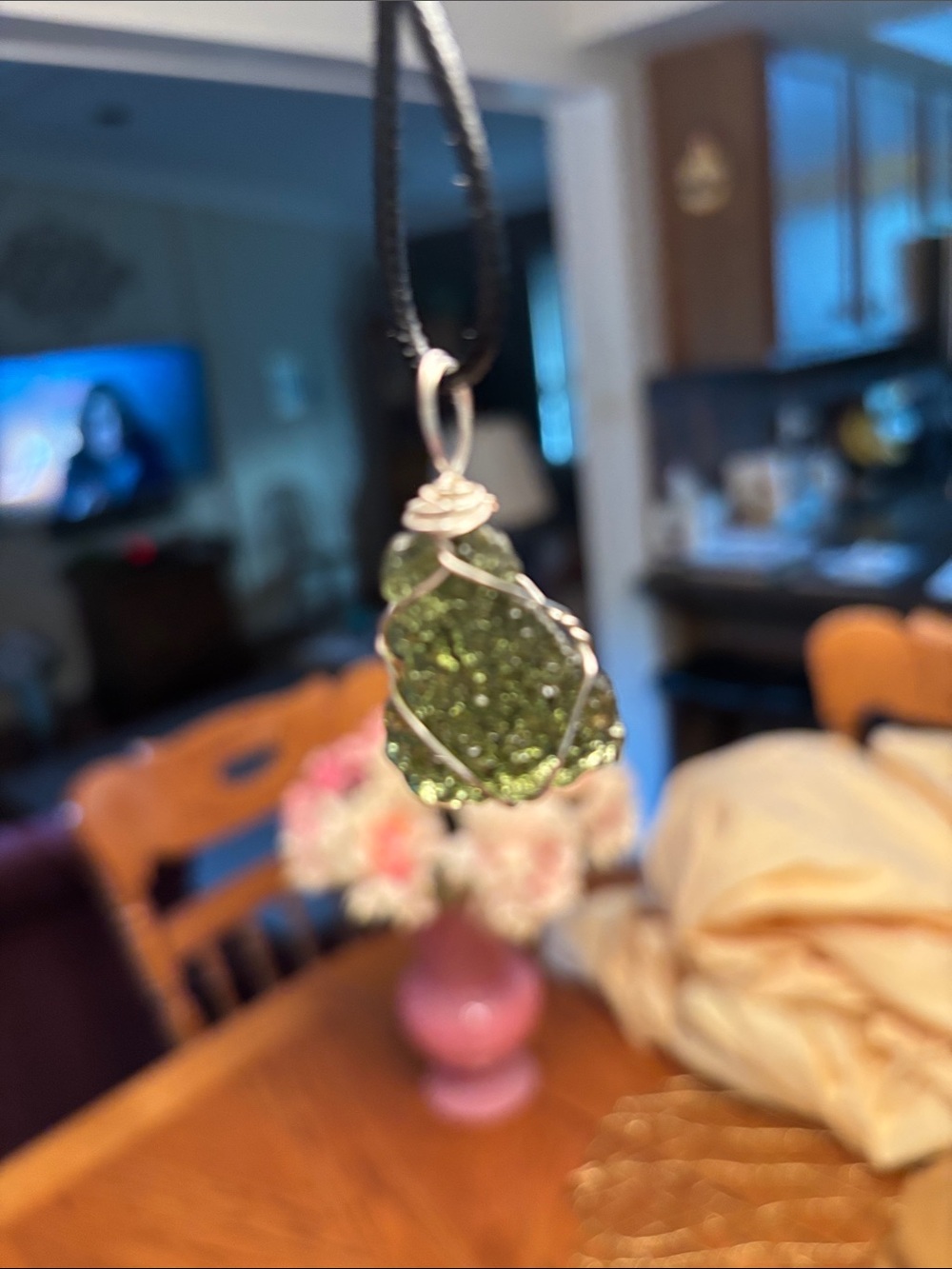 Hand Polished Moldavite Wire-Wrapped Statement Necklace-VERY RARE!